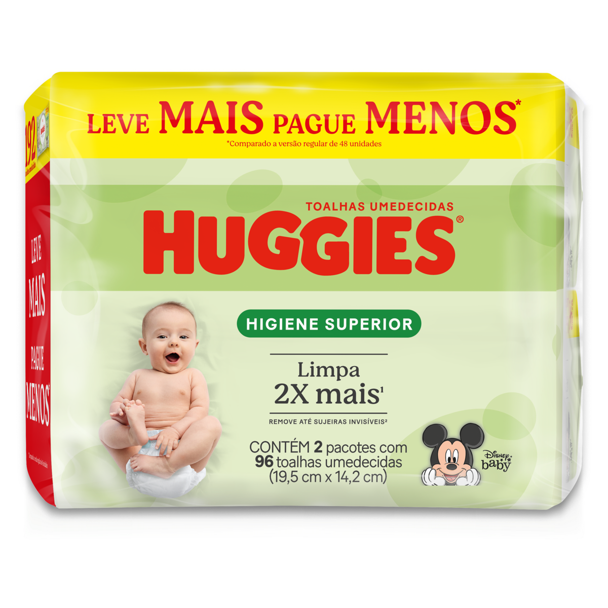 Pack Toalha Umedecida Disney Baby Huggies Higiene Superior Pacote 2 Unidades Embalagem Econômica Leve Mais Pague Menos