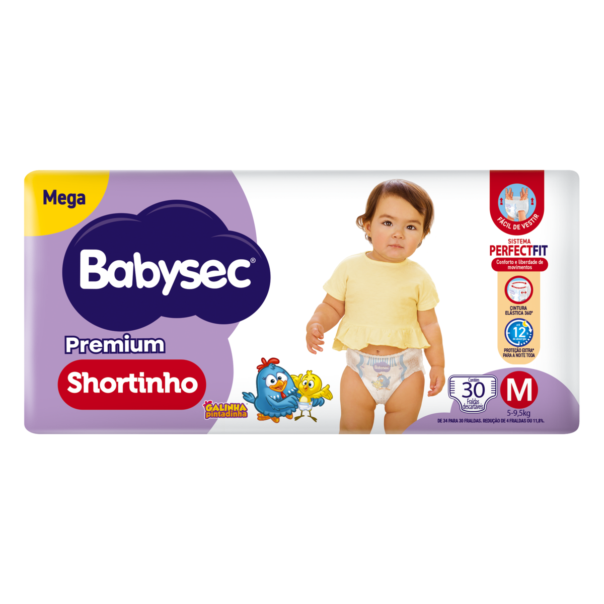 Fralda Descartável Shortinho Babysec Premium M Megapacote 34 Unidades