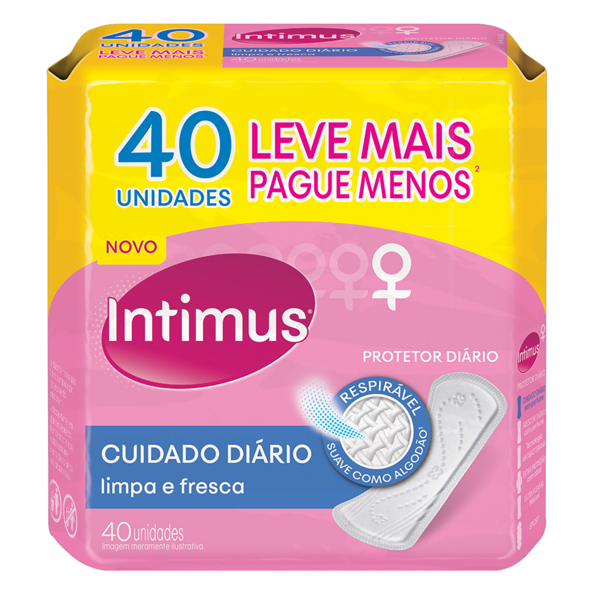 Protetor Diário sem Abas Intimus Cuidado Diário Pacote 40 Unidades Leve Mais Pague Menos