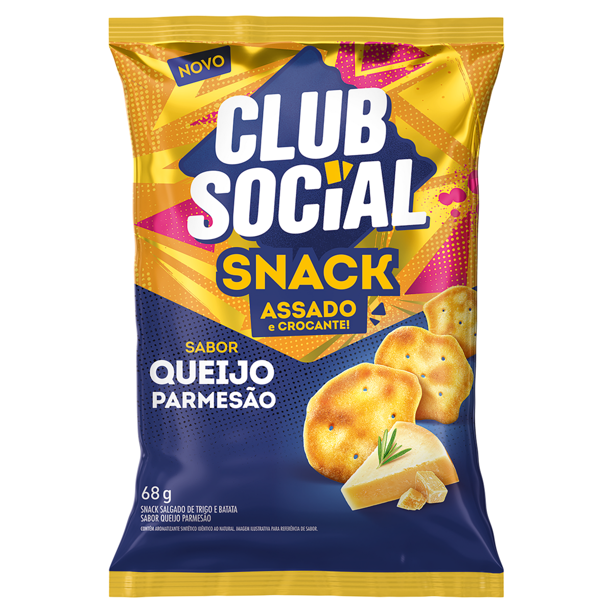 Salgadinho Club Social Snack Queijo Parmesão 68g