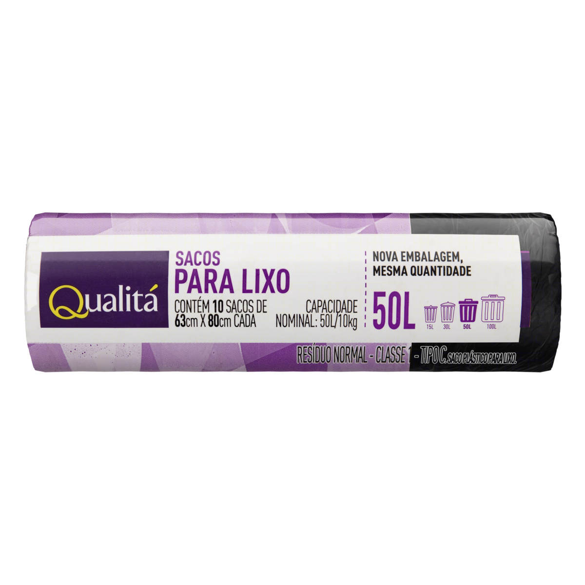 Saco para Lixo Tipo C 50l Qualitá 10 Unidades