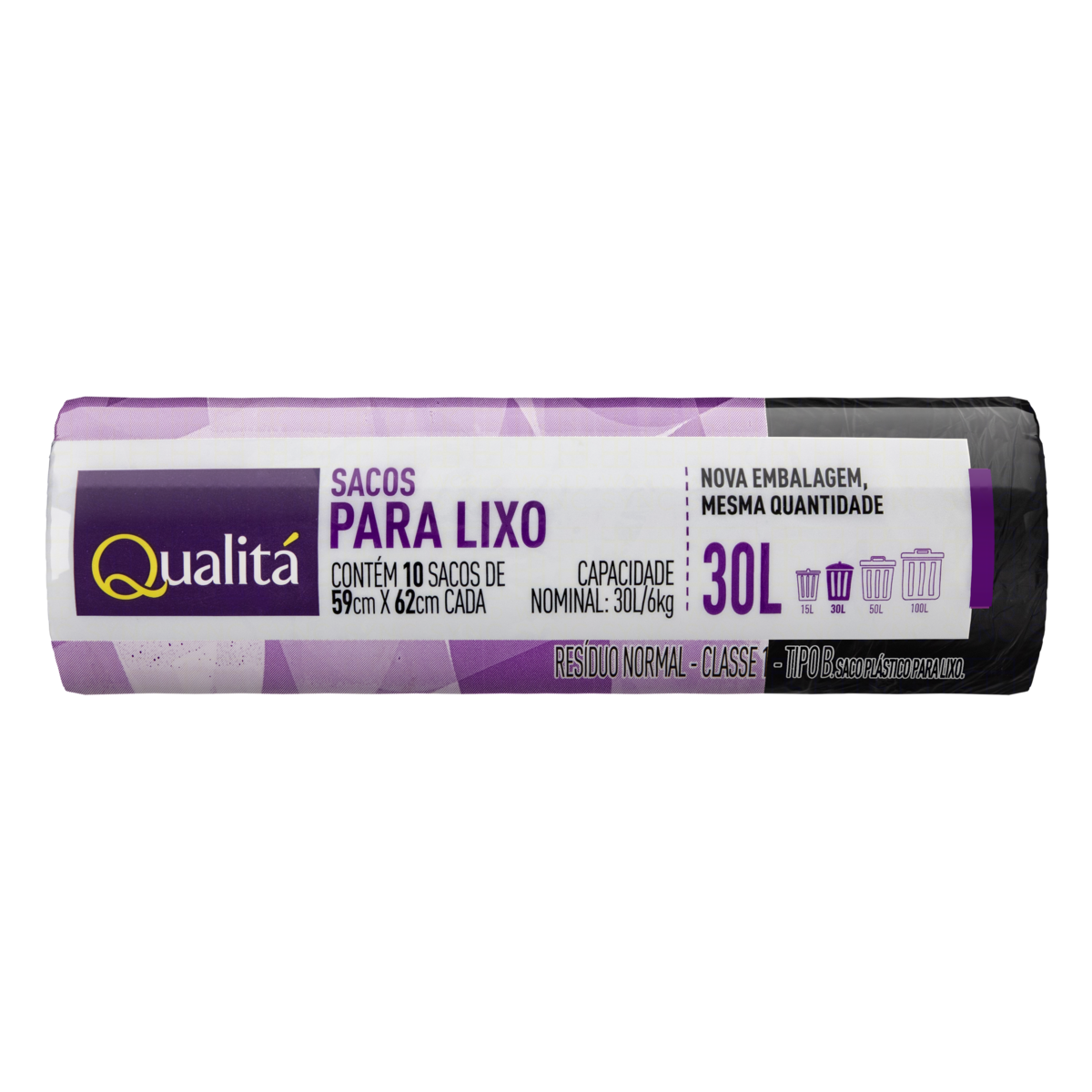 Saco para Lixo Tipo B 30l Qualitá 10 Unidades