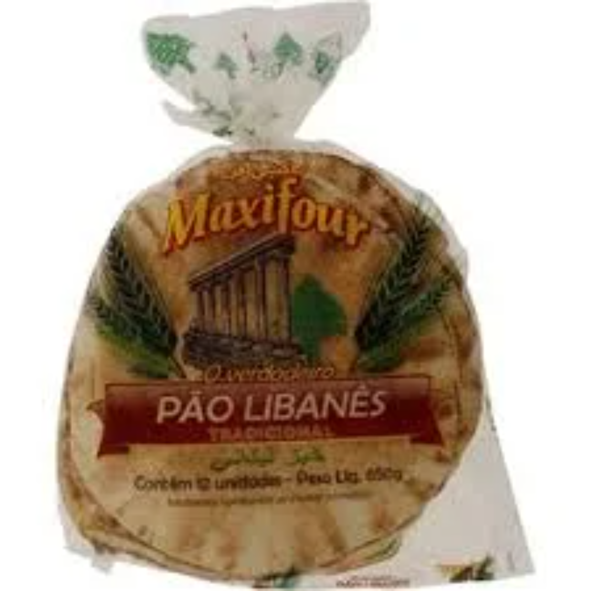 Pão Libanês Pequeno com 12 Unidades MAXIFOUR 350g