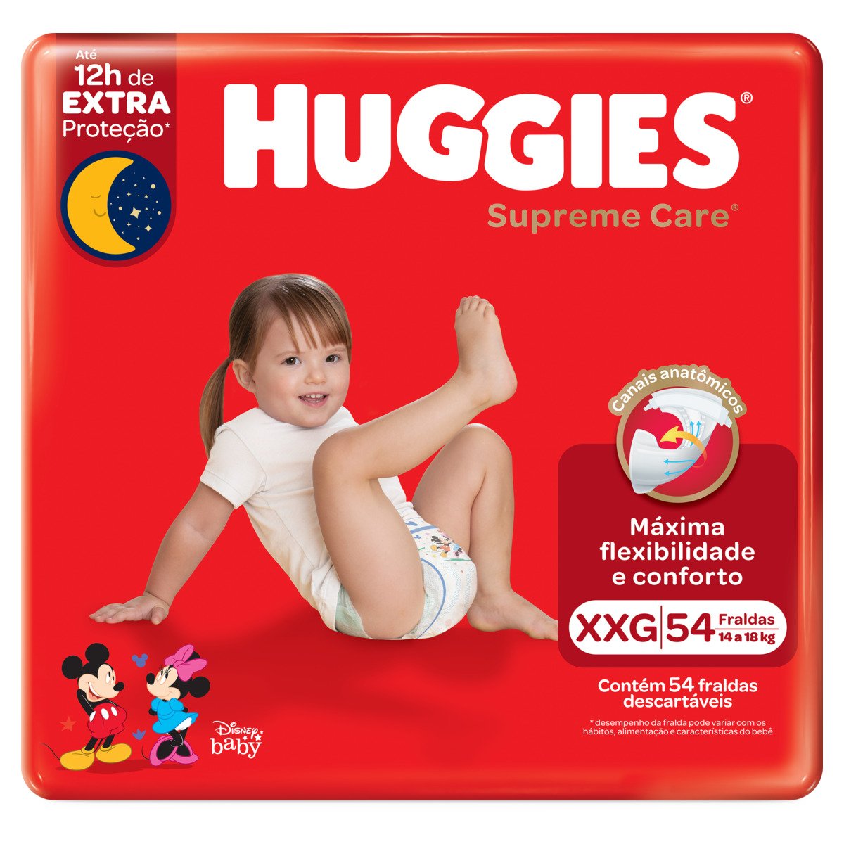 Fralda Descartável Infantil Huggies Supreme Care XXG Pacote 54 Unidades
