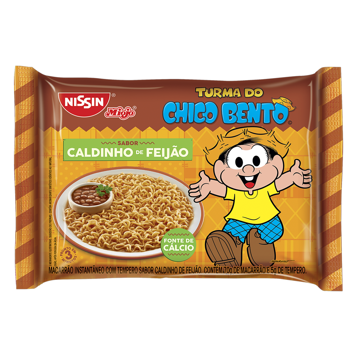 Macarrão Instantâneo Caldinho de Feijão Turma do Chico Bento Nissin Miojo Pacote 75g