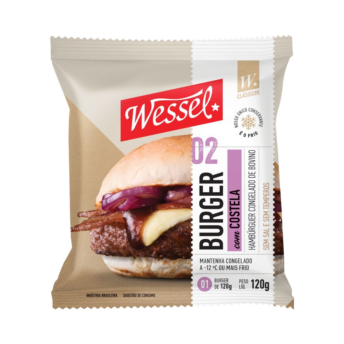 Hambúrguer de Carne Bovina Costela Wessel Pacote 120g