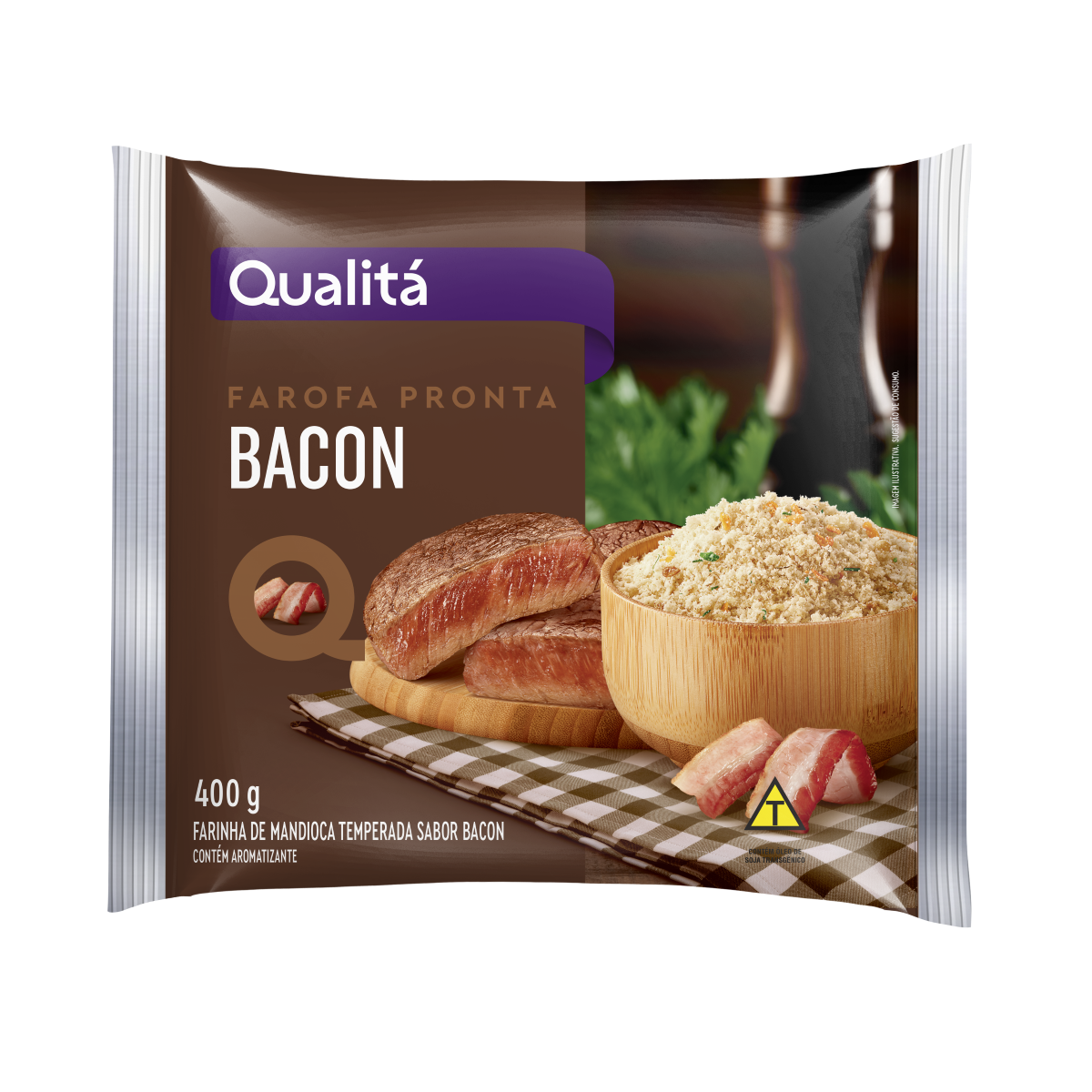 Farofa de Mandioca Bacon Qualitá Pacote 400g