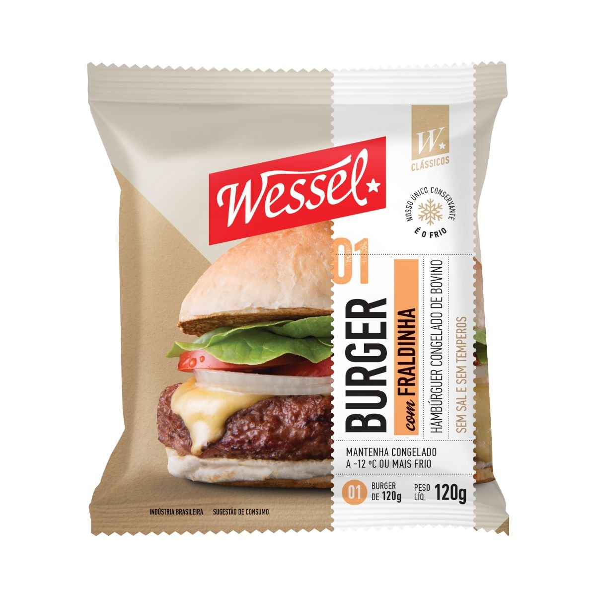 Hambúrguer de Carne Bovina Fraldinha Wessel Pacote 120g