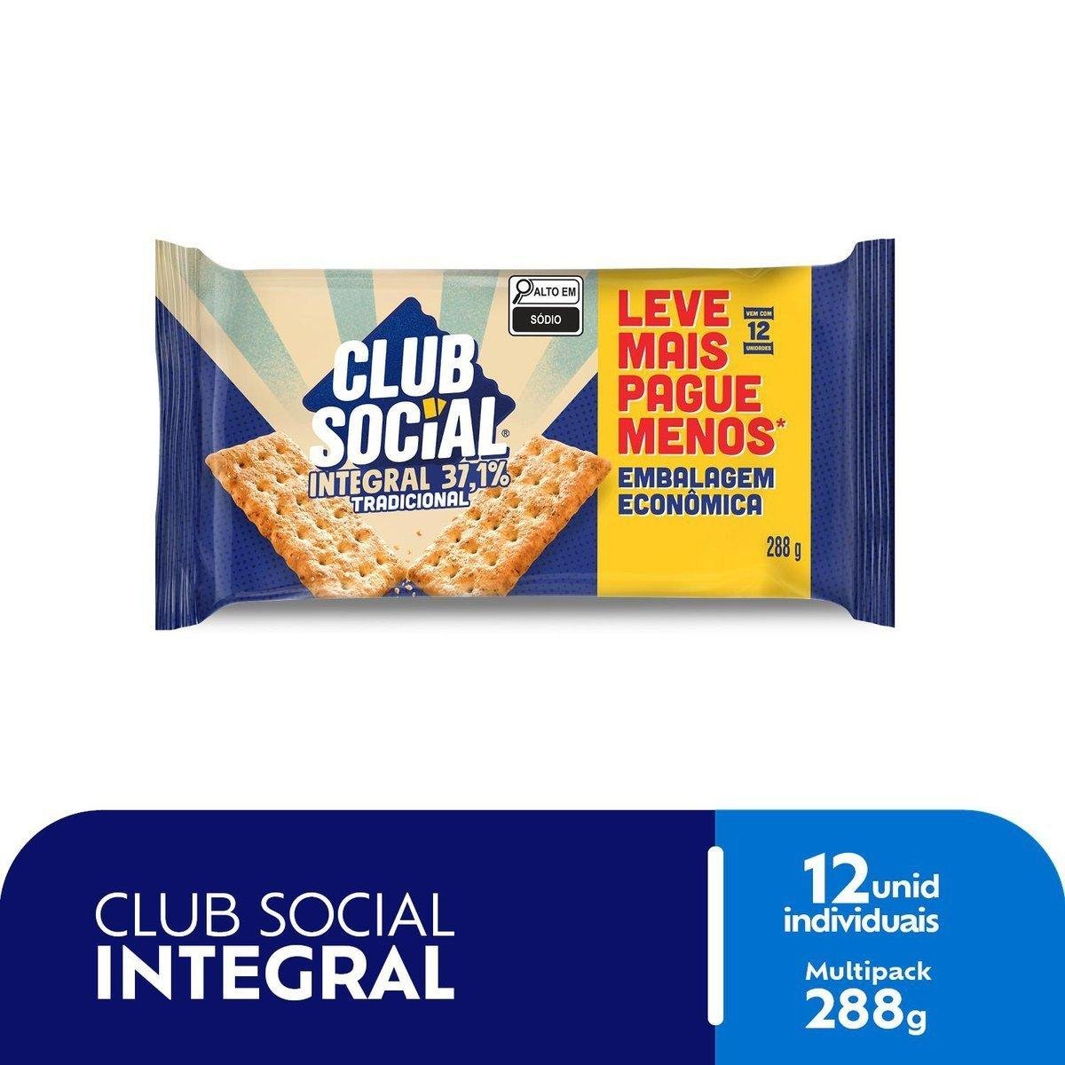 Biscoito Club Social integral tradicional embalagem econômica 288g