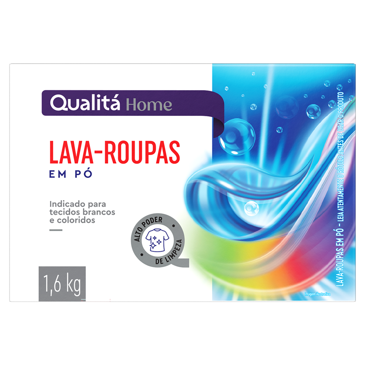Lava-Roupas Pó Roupas Brancas e Coloridas Qualitá Home Caixa 1,6kg