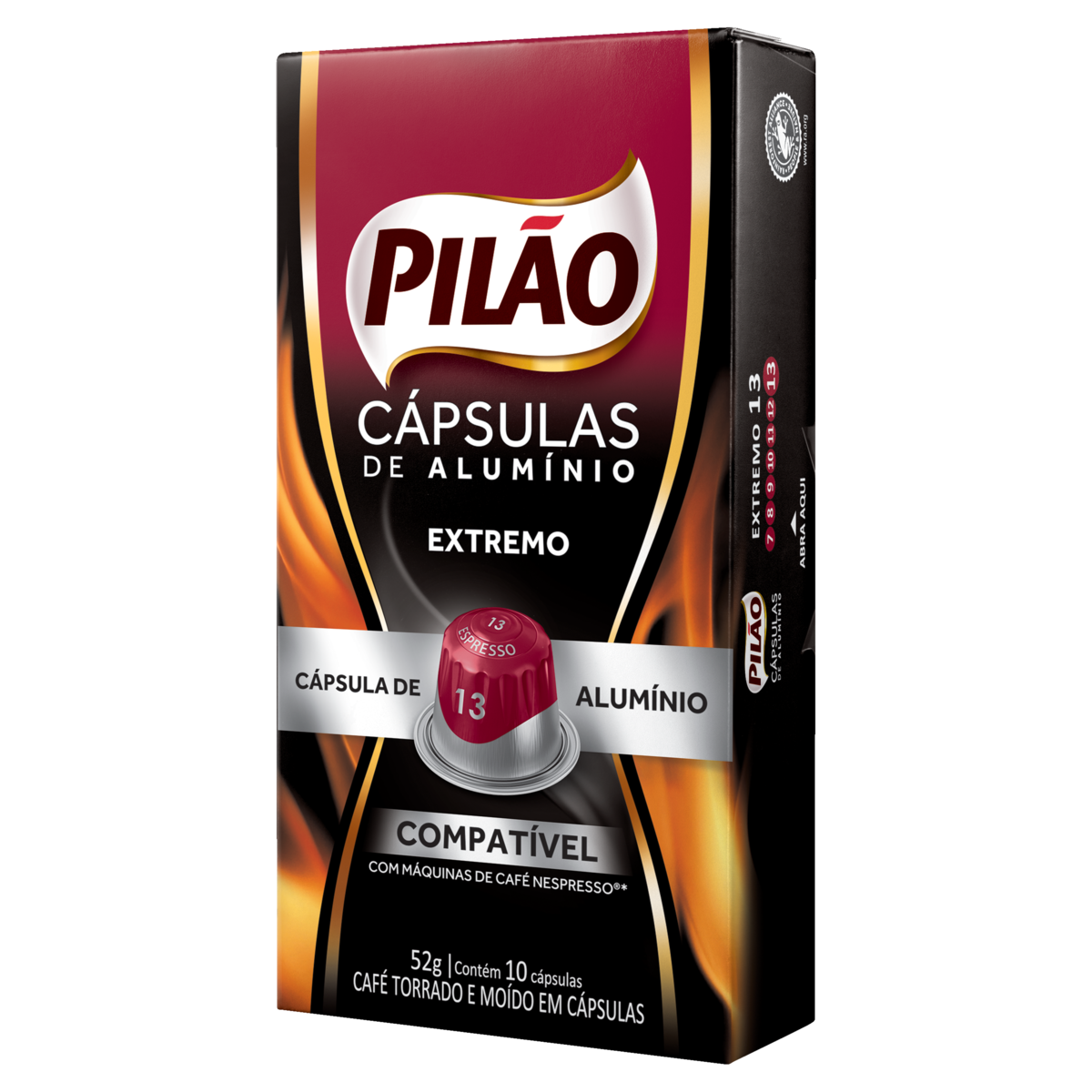 Café em Cápsula Torrado e Moído Espresso Extremo Pilão Caixa 52g 10 Unidades
