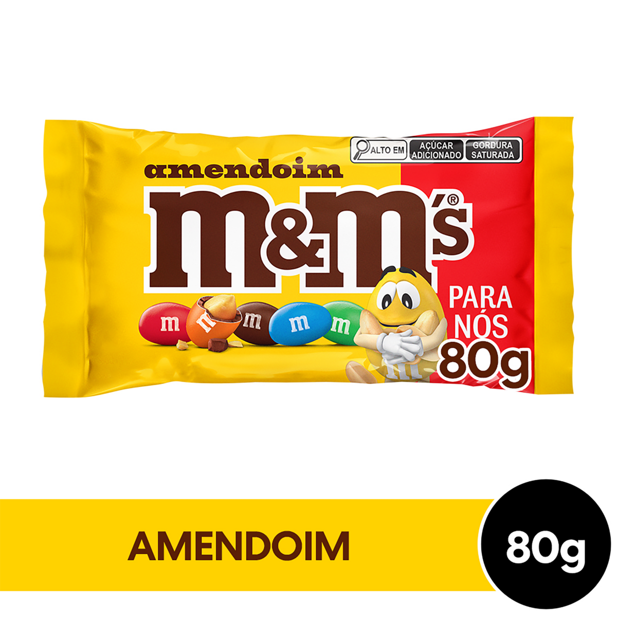 Confeito de Chocolate ao Leite com Amendoim M&M's para Nós Pacote 80g