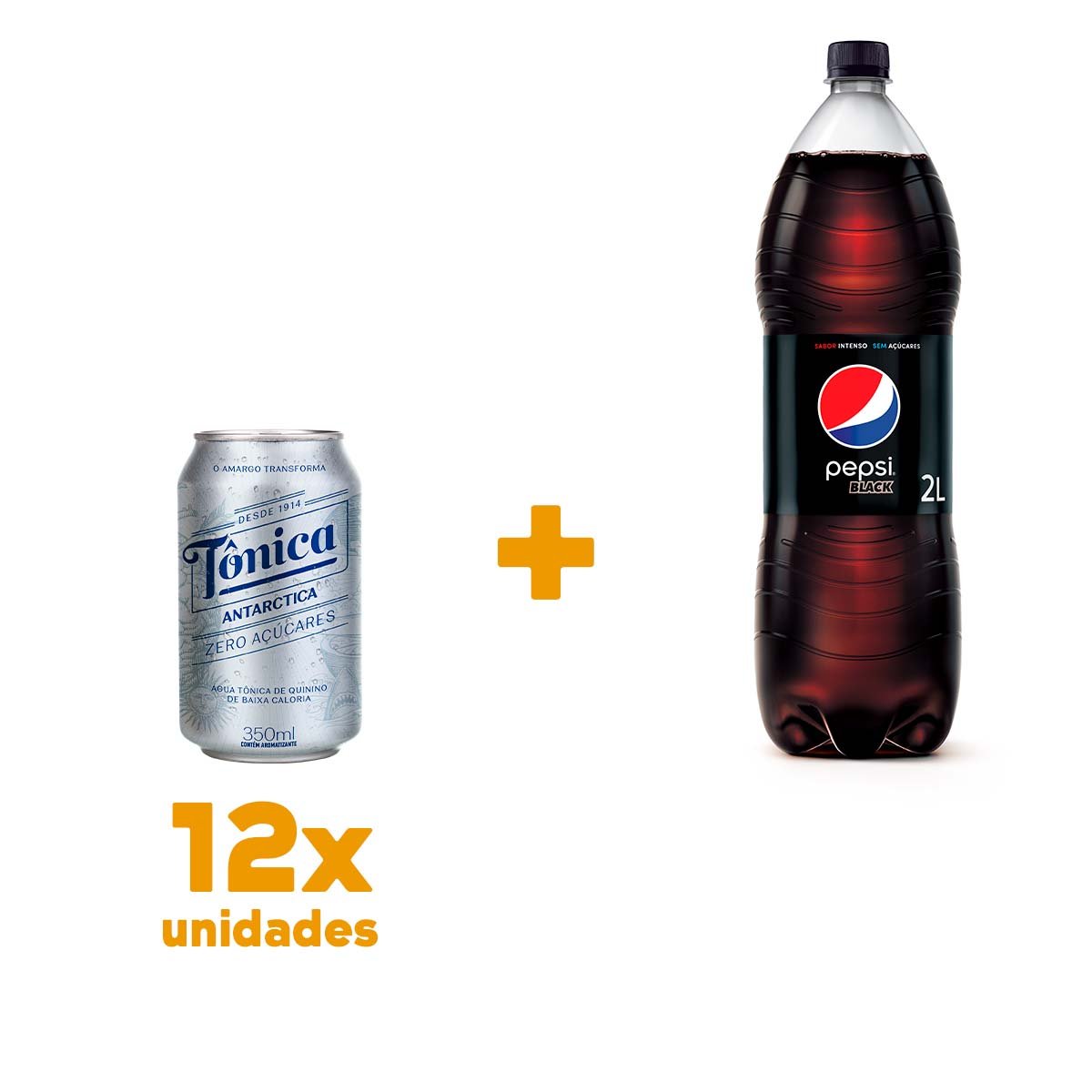 Combo com 12 Unidades de Água Tônica ANTARCTICA Zero Açúcar Lata 350ML + Refrigerante Pepsi Zero Garrafa 2L