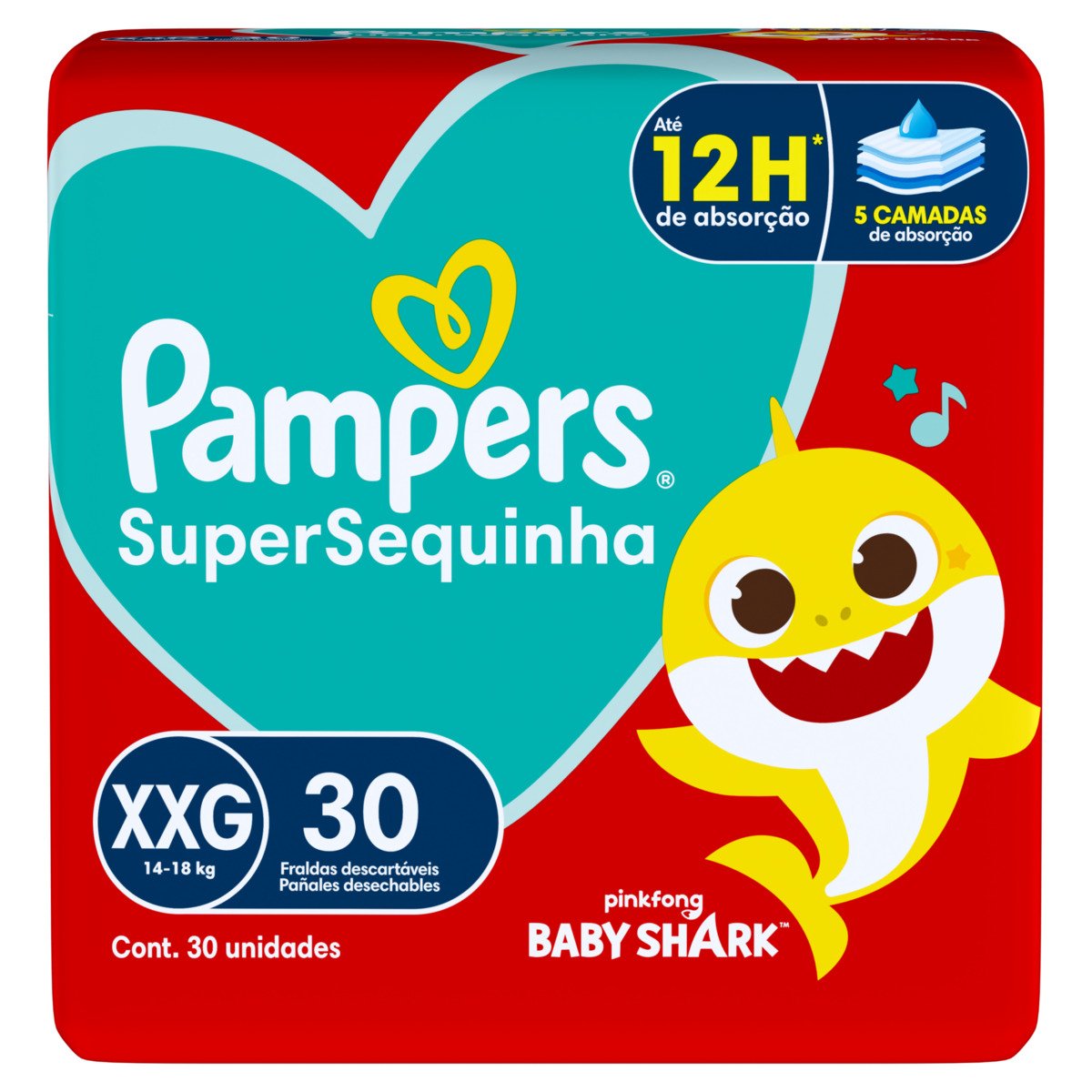 Fralda Descartável Infantil Pampers SuperSequinha XXG Pacote 30 Unidades