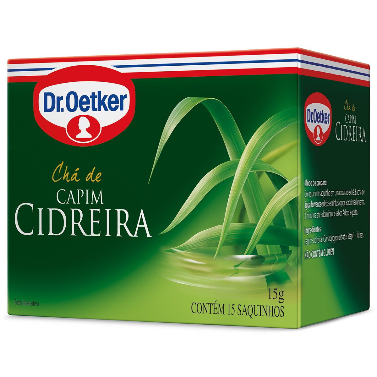 Dr. Oetker Chá de Ervas Capim-Cidreira Bebida Quente de Simples Preparo 15 Sachês