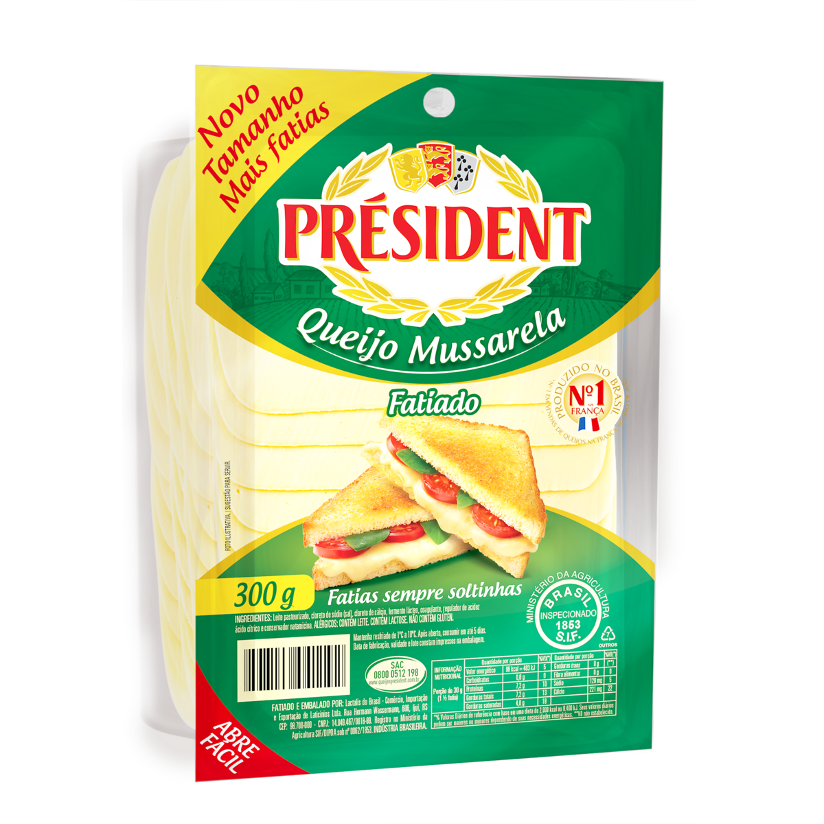 Queijo Mussarela Fatiado Président 300g
