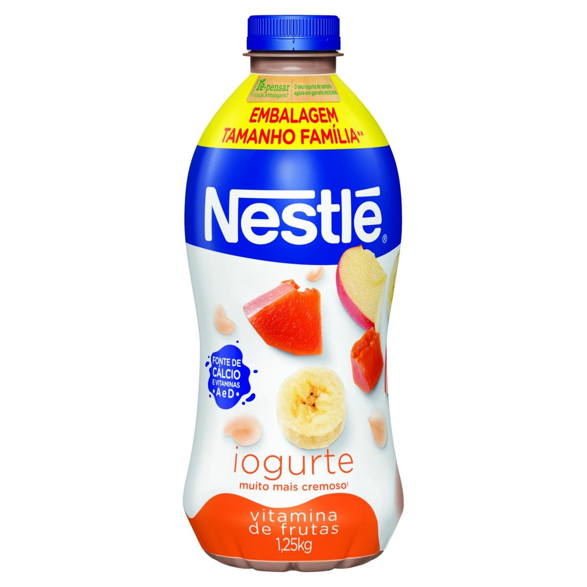 Iogurte Parcialmente Desnatado Vitamina de Frutas Nestlé Garrafa 1,25kg Tamanho Família