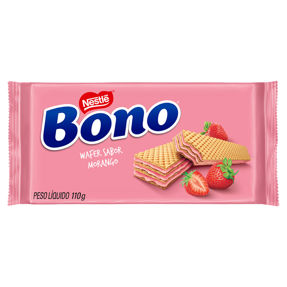 Biscoito Wafer Recheio Morango Bono Pacote 110g