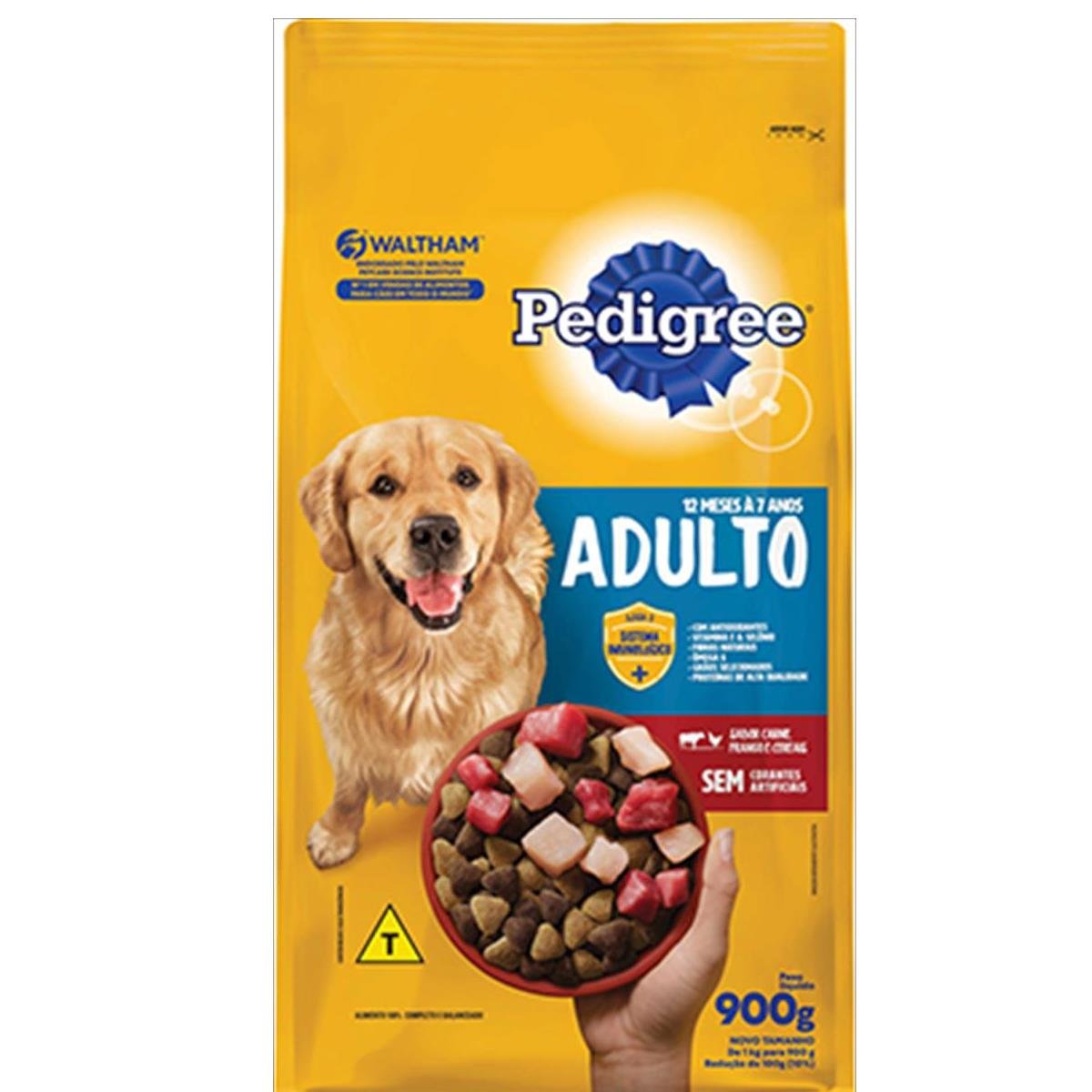 Alimento para Cães Adultos 12 Meses a 7 Anos Carne, Frango e Cereais Pedigree Pacote 900g