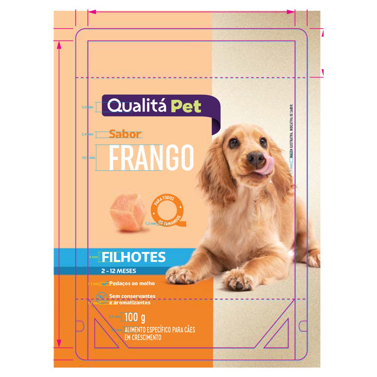 Alimento para Cães Raças Grandes Carne Qualitá Sachê 100g