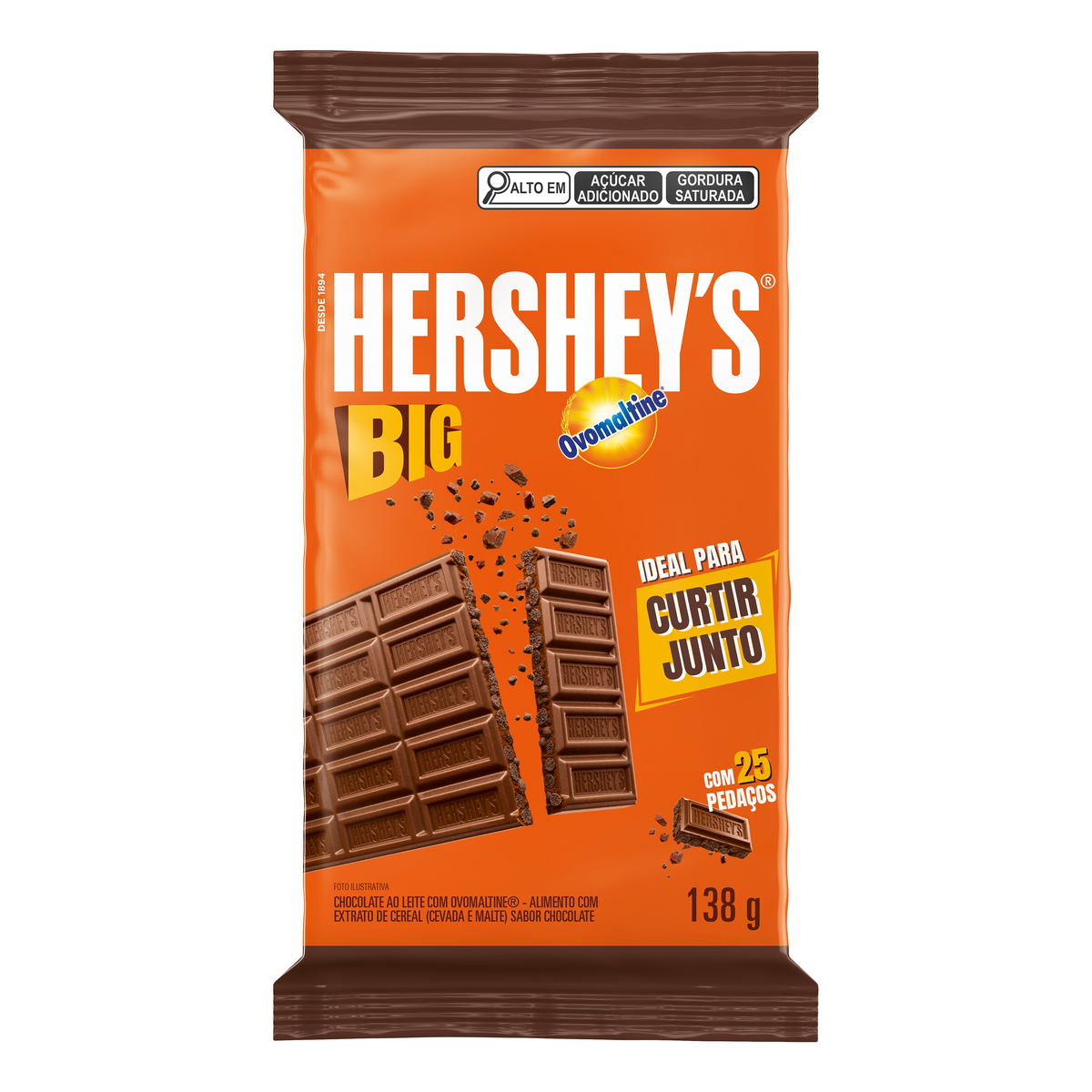 Chocolate Ao Leite Com Ovomaltine Hershey'S Big Pacote 138G