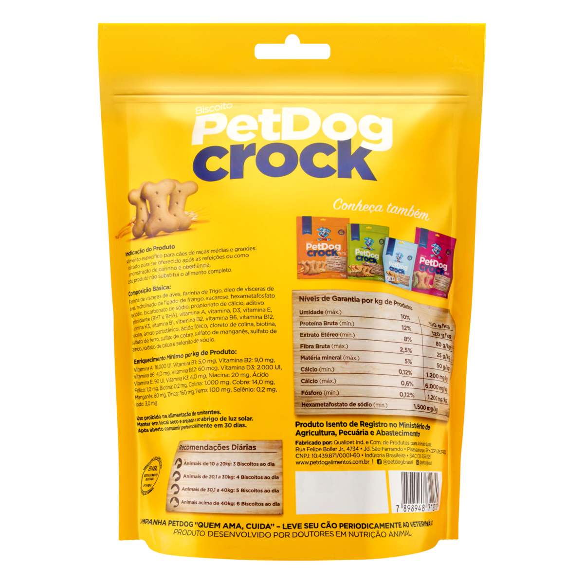 Biscoito para Cães Raças Médias e Grandes PetDog Crock Pouch 500g