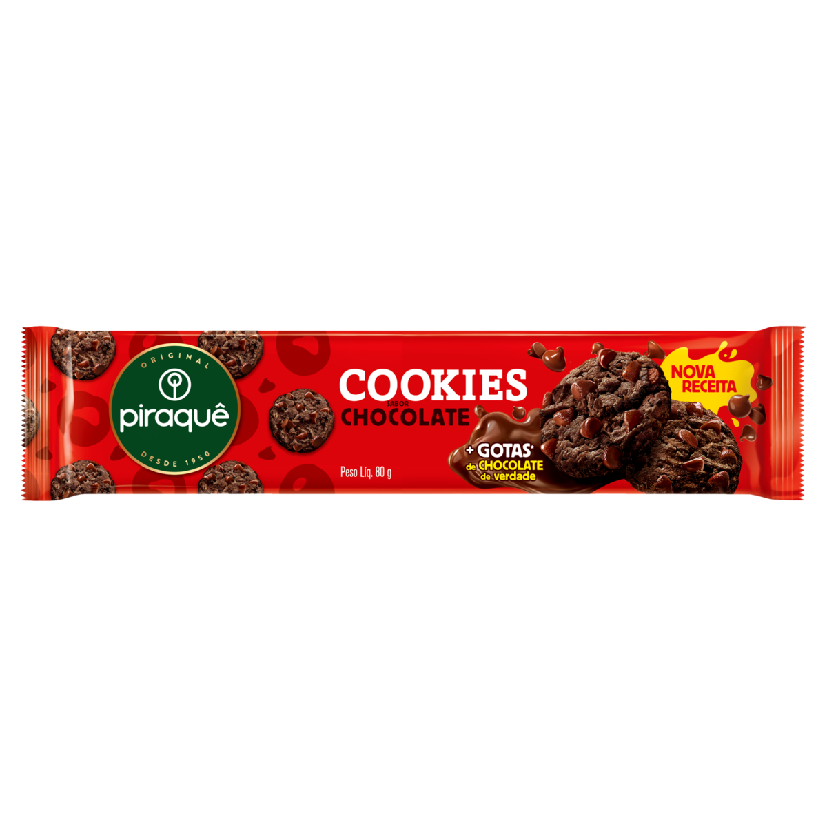 Biscoito Cookie Chocolate Piraquê Pacote 80g