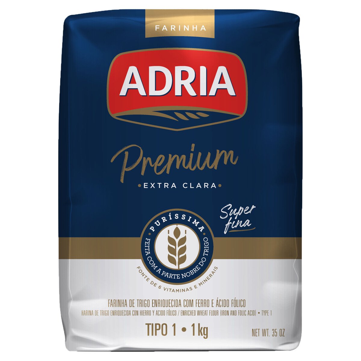 Farinha de Trigo Tipo 1 Extra Clara Adria Premium Pacote 1kg