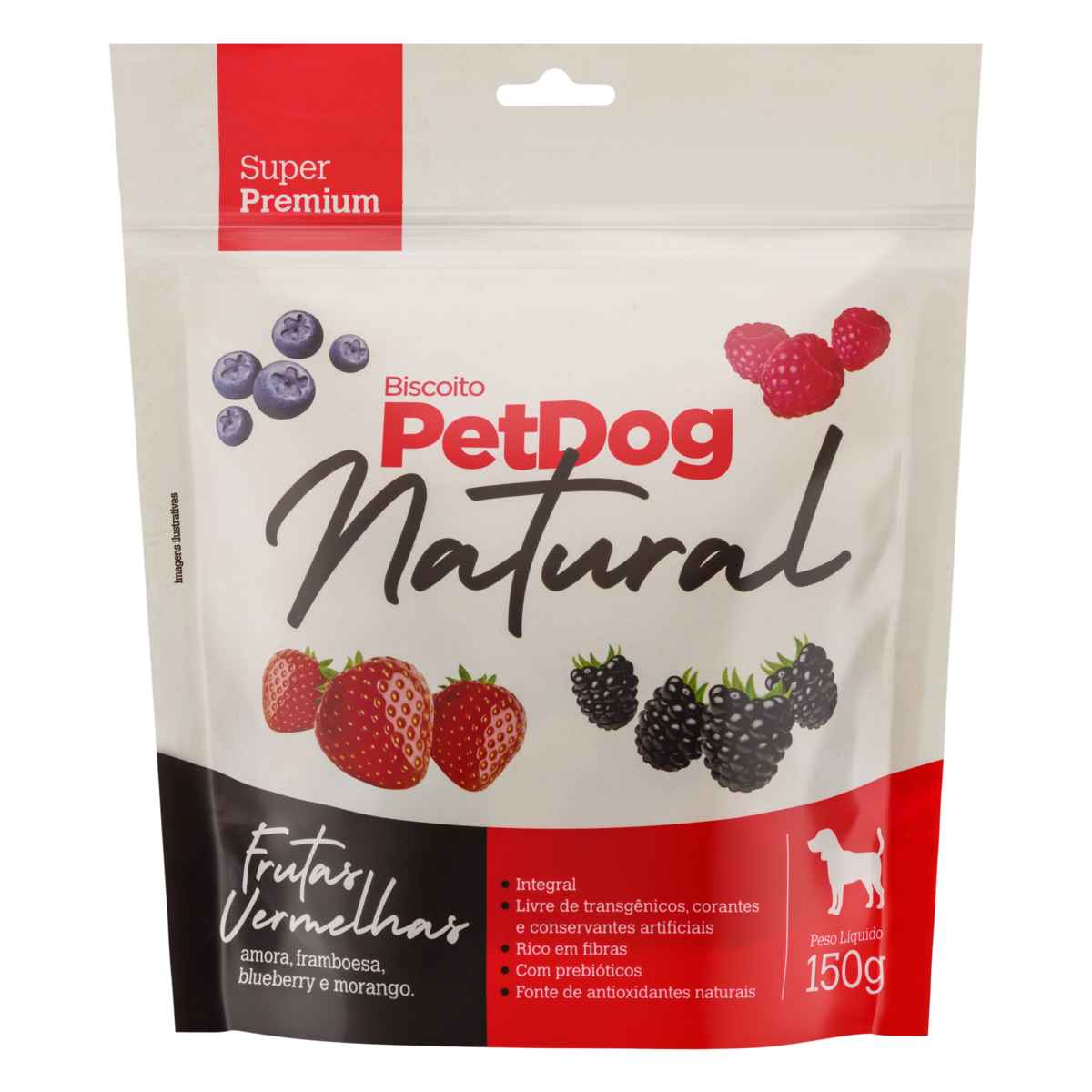 Biscoito para Cães Integral Frutas Vermalhas PetDog Natural Pouch 150g