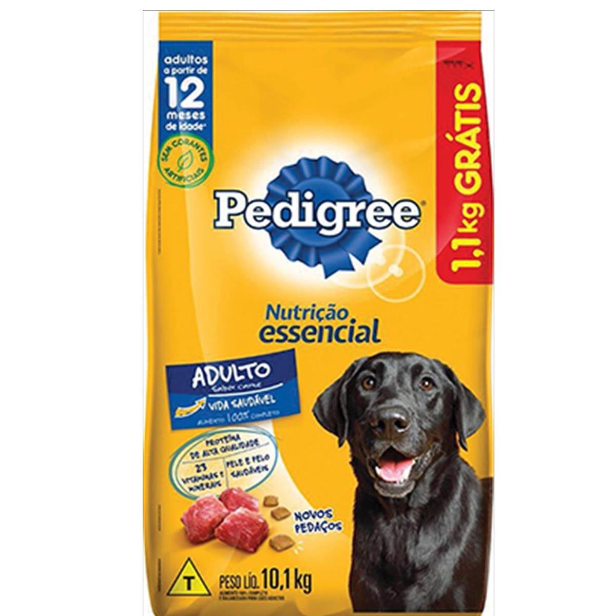 Alimento para Cães Adultos Carne Pedigree Nutrição Essencial Pacote 10,1kg Grátis 1,1kg