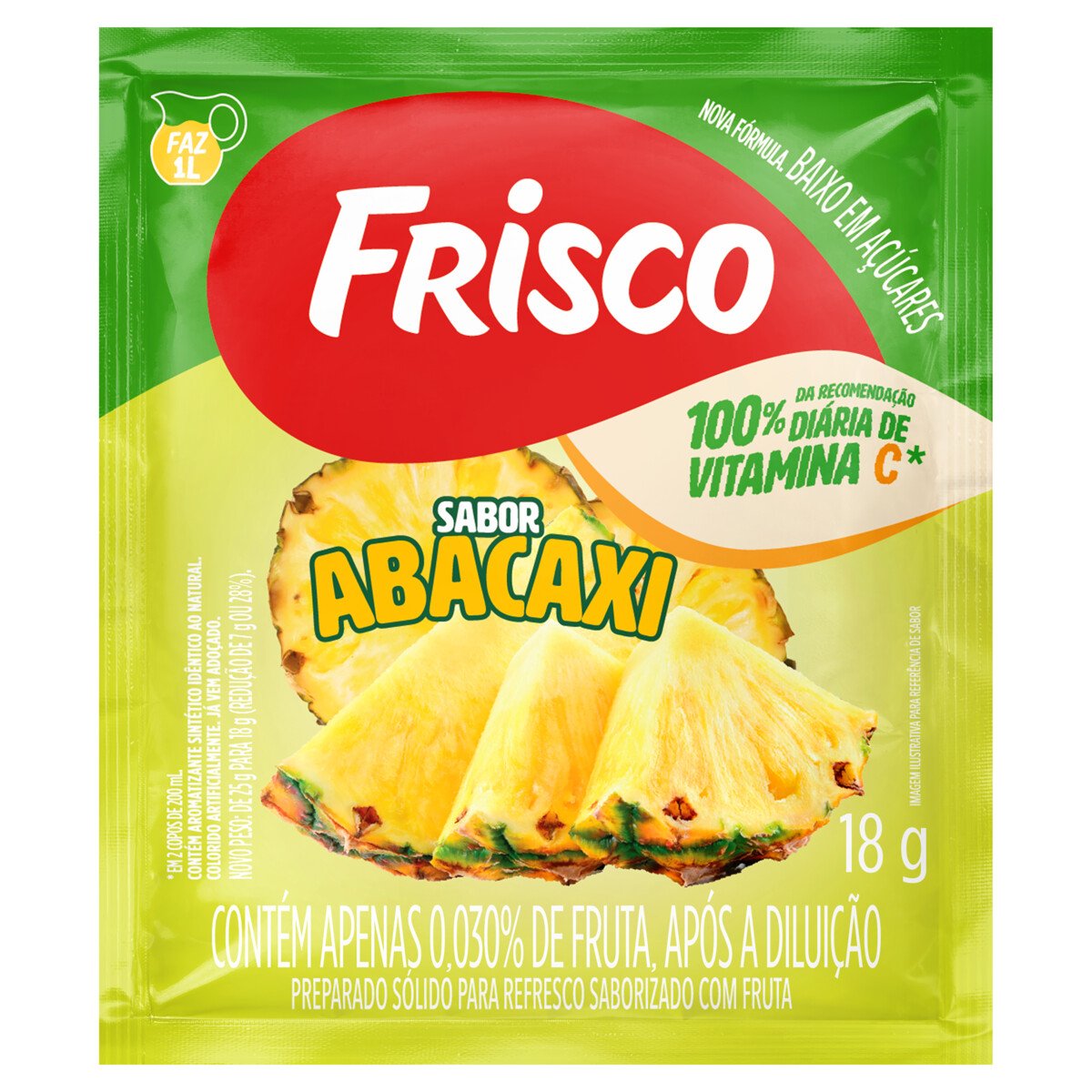Refresco em Pó Abacaxi Frisco Pacote 18g