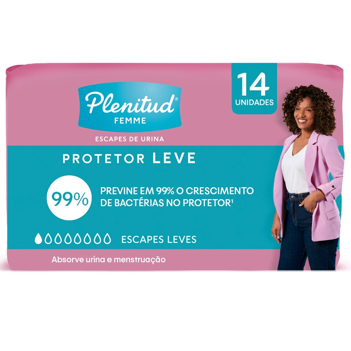 Protetor Diário sem Abas para Incontinência Urinária Plenitud Femme Pacote 14 Unidades