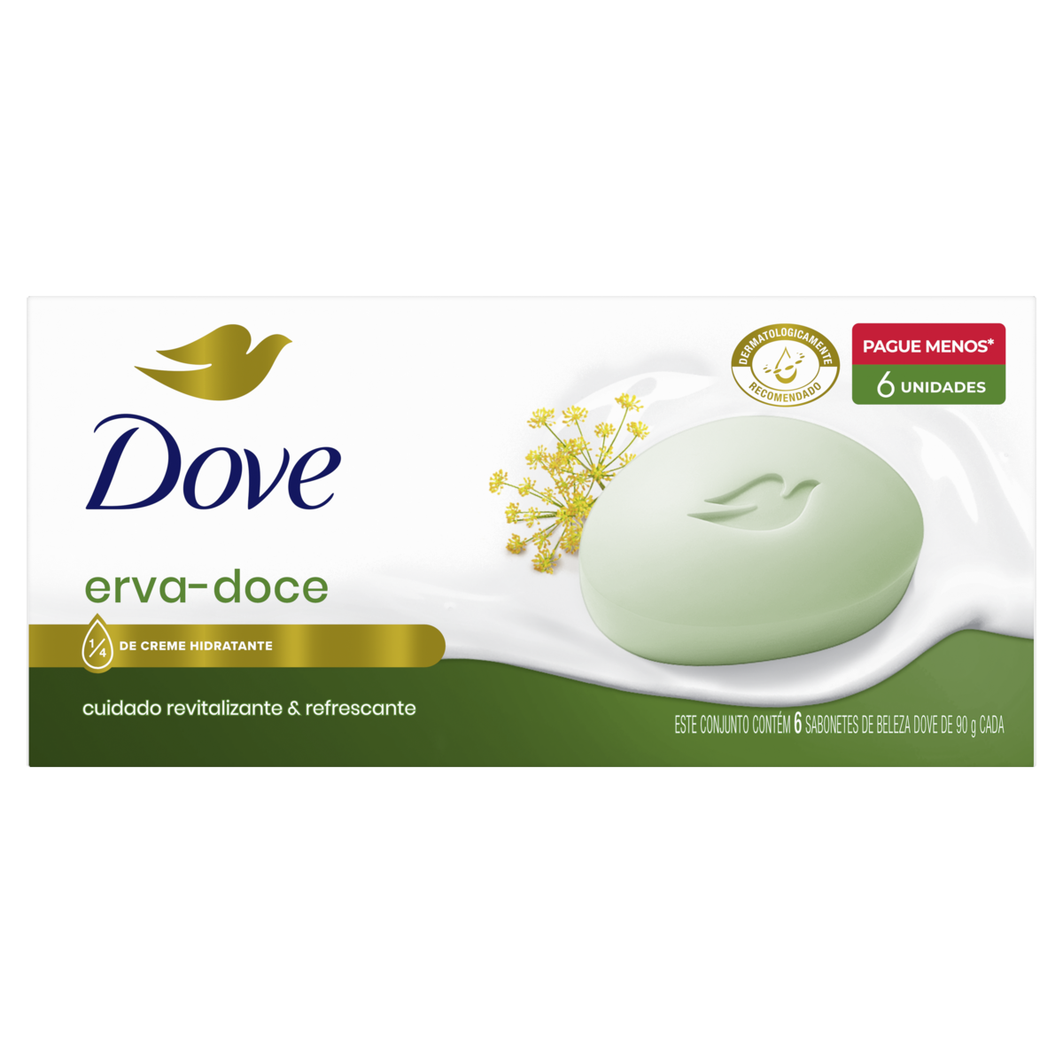Pack Sabonete Barra Erva-Doce Dove Envoltório 6 Unidades 90g Cada Leve Mais Pague Menos