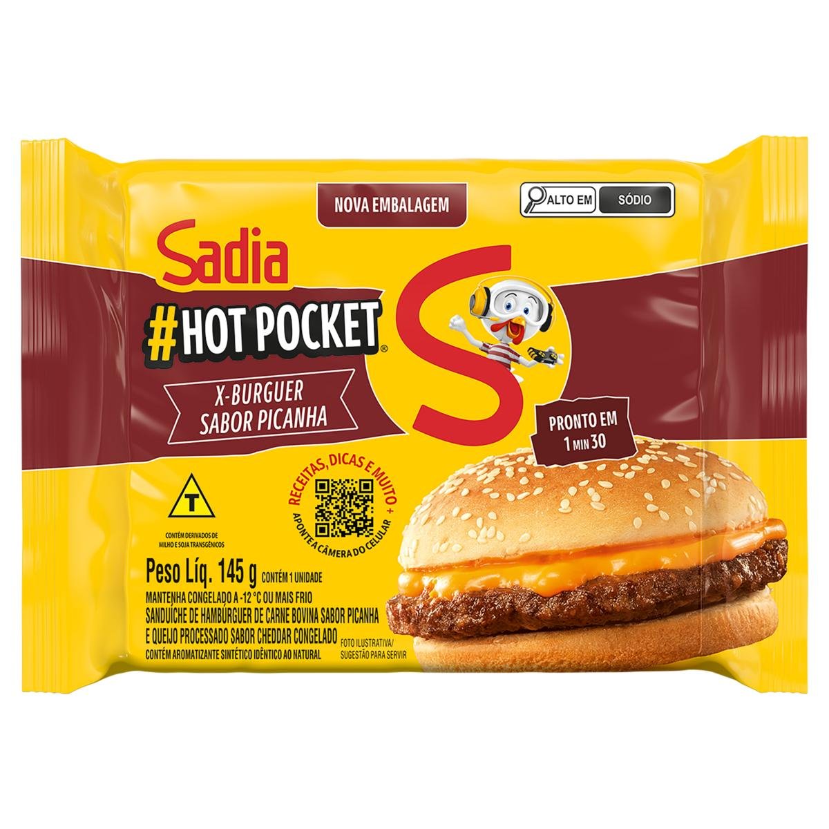 Sanduíche Congelado X-Burguer Picanha Sadia Hot Pocket Pacote 145g