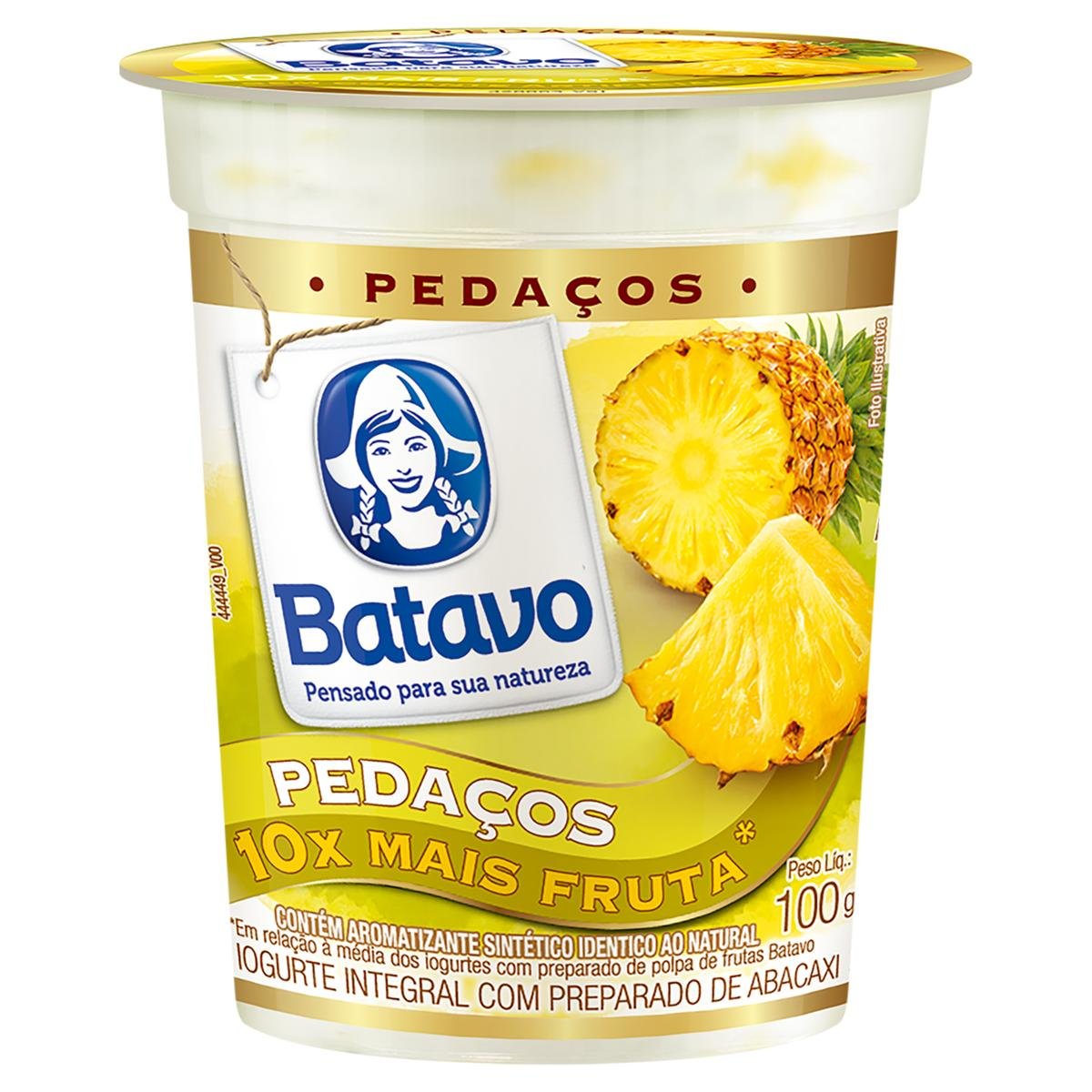 Iogurte Integral Abacaxi Batavo Pedaços Copo 100g