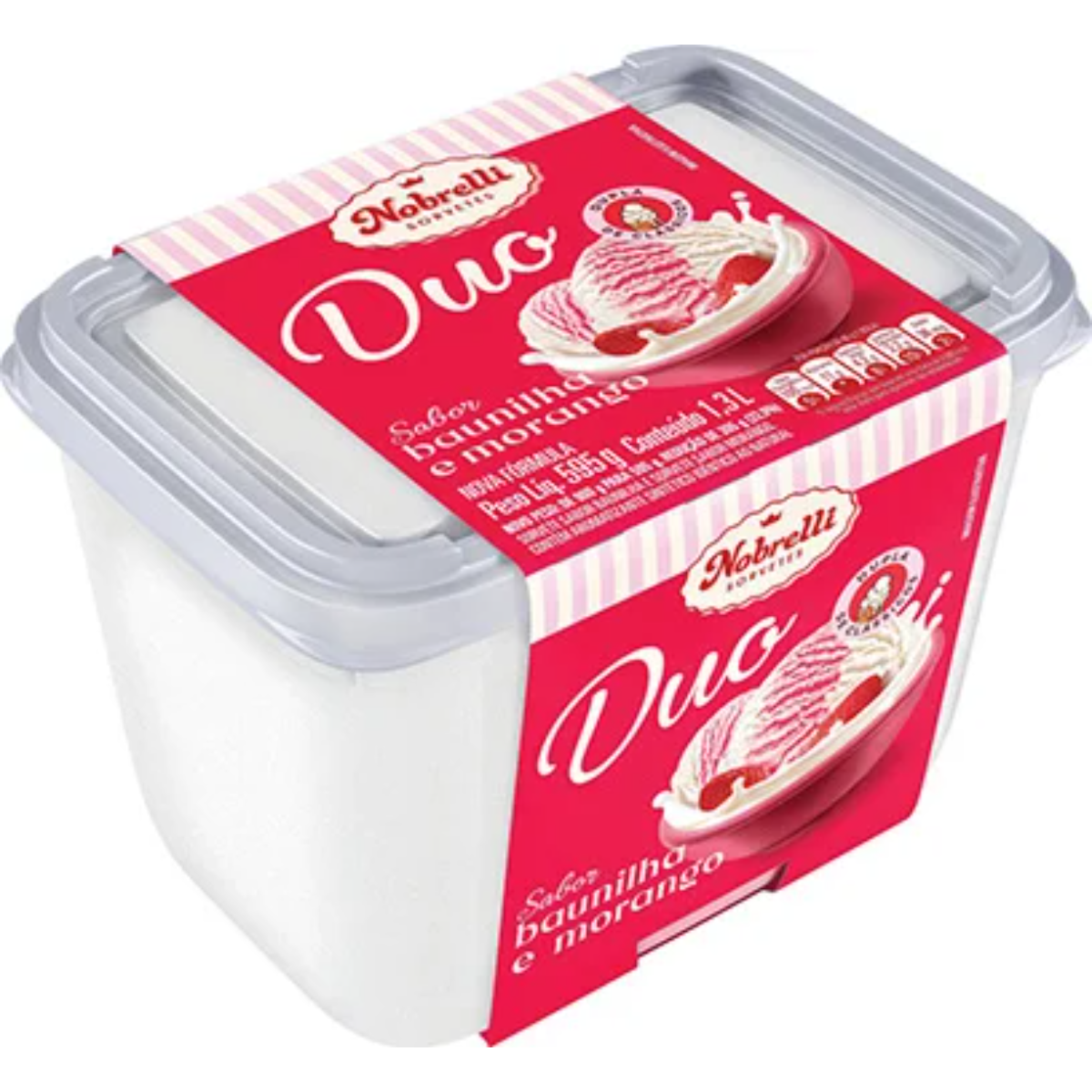 Sorvete Baunilha e Morango Nobrelli Duo Pote 1,3l