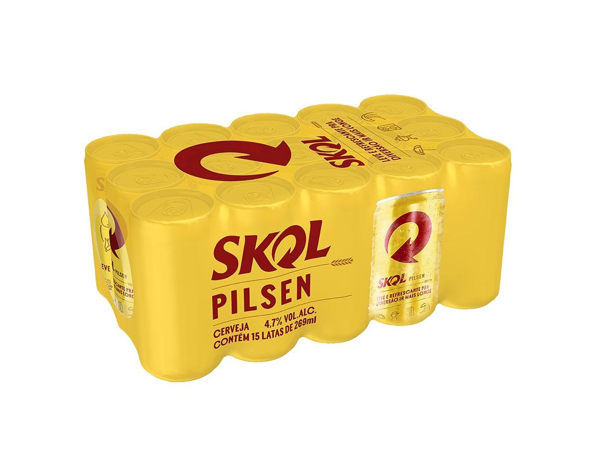 Cerveja Skol Pilsen Lata 269ml Pack C/15