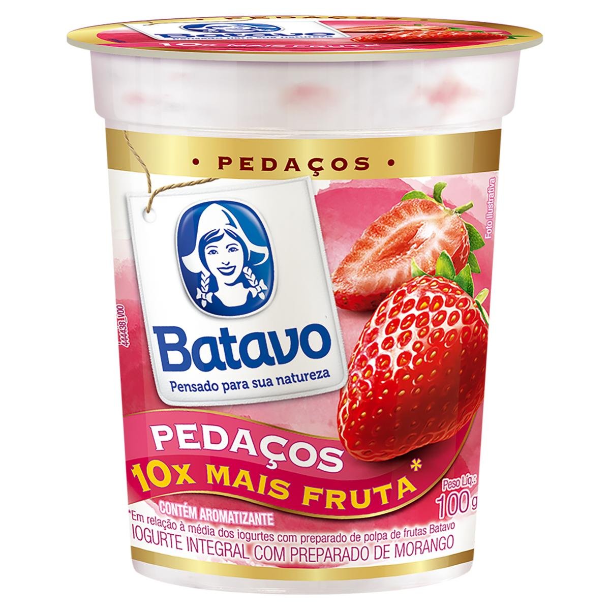 Iogurte Integral Morango Batavo Pedaços Copo 100g