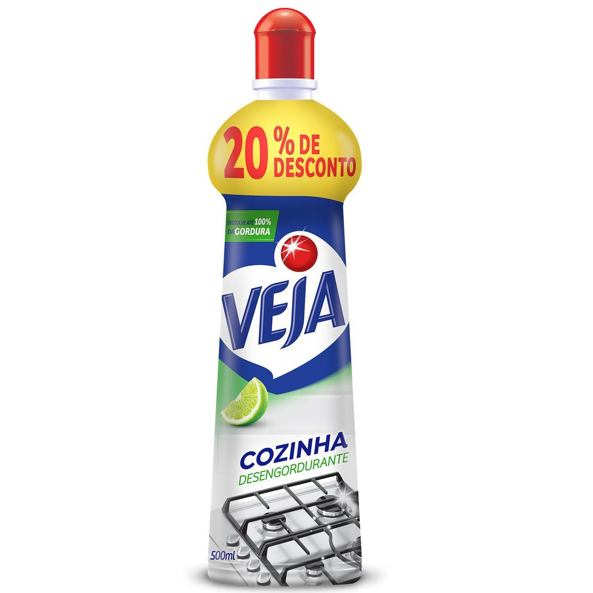 Limpador Desengordurante Cozinha Limão Veja Squeeze 500ml Grátis 20% de Desconto