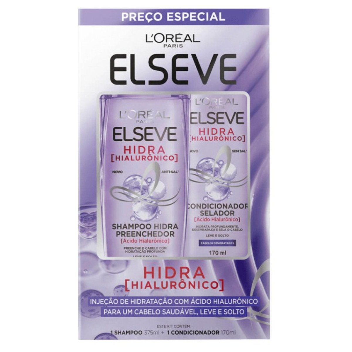 Kit Shampoo 375ml + Condicionador 170ml L'oréal Paris Elseve Hidra Hialurônico