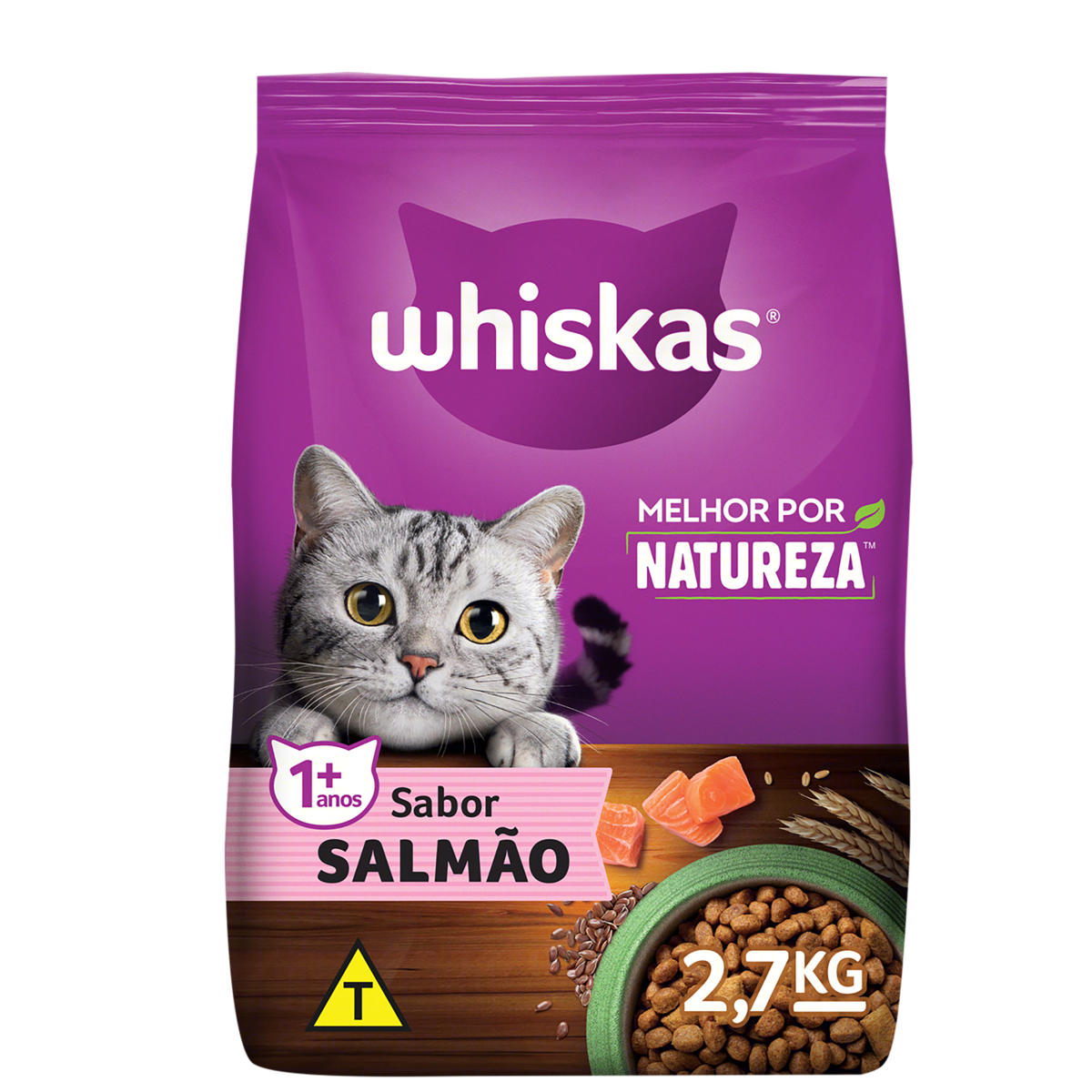 Ração Whiskas Melhor Por Natureza Gatos Adultos Salmão 2,7kg