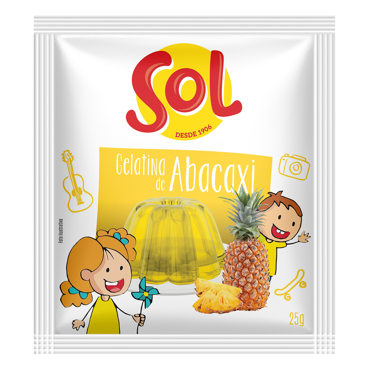 Gelatina de Abacaxi Sol Pacote 25g