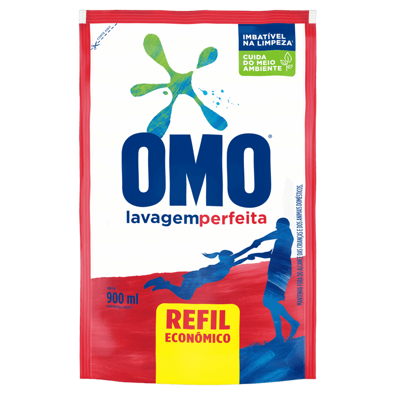 Lava-Roupas Líquido Omo Lavagem Perfeita Sachê 900ml Refil