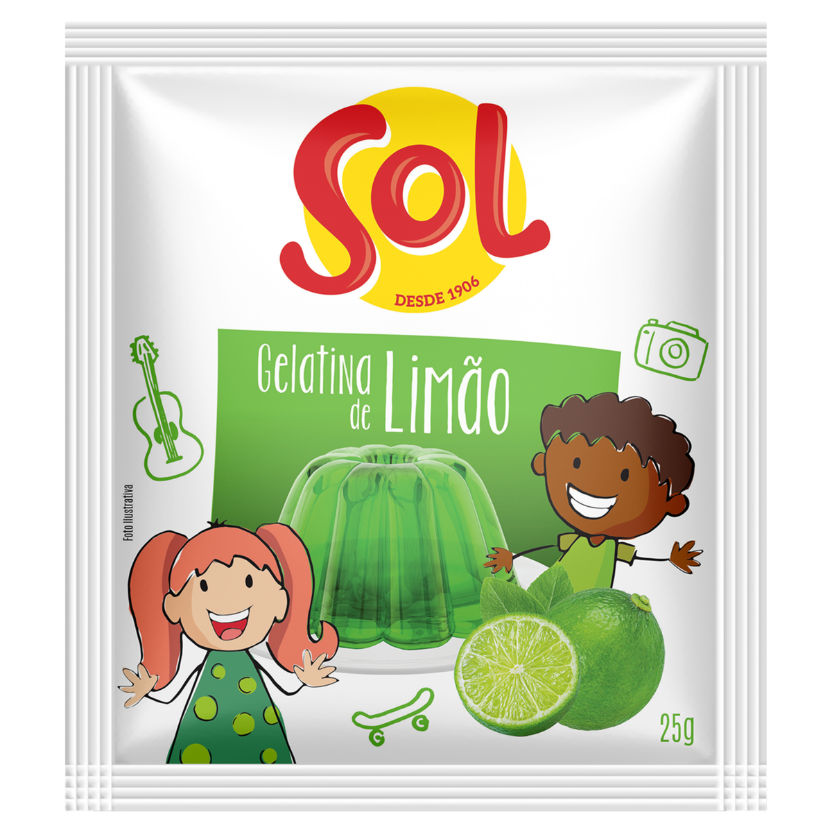 Gelatina em Pó Sabor Limão SOL 25g