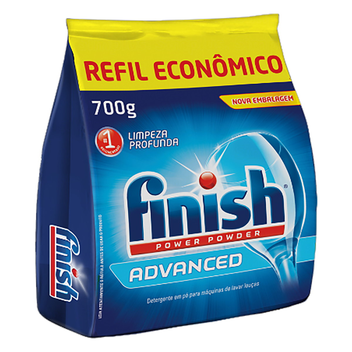 Detergente Pó para Máquina de Lavar Louças Finish Power Powder Advanced Pacote 700g Refil Econômico