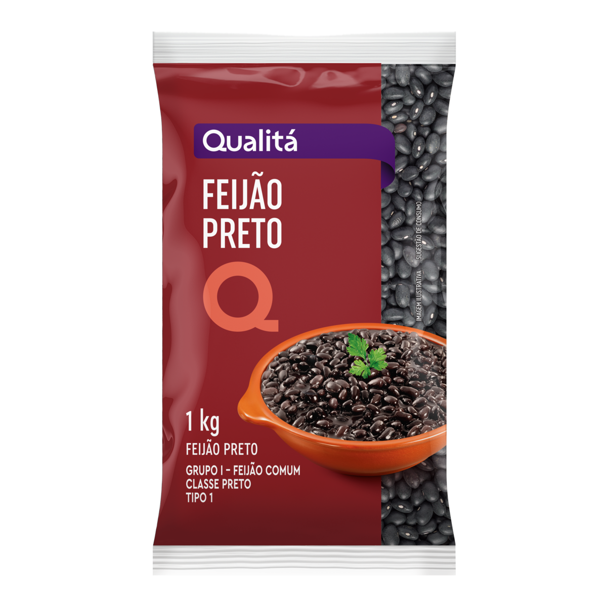 Feijão Preto Tipo 1 Qualitá Pacote 1kg