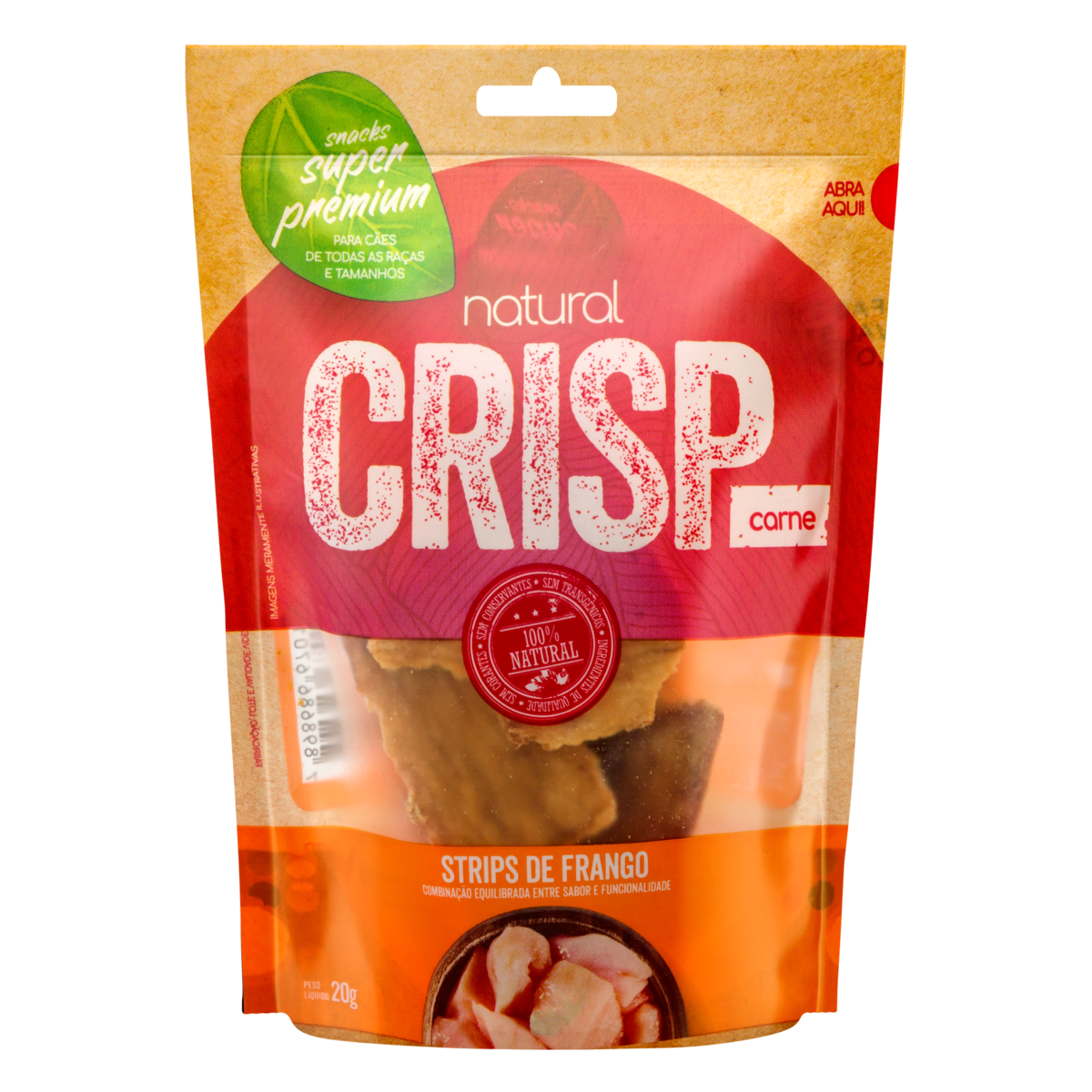Snacks para Cães Strips de Frango Natural Crisp Pouch 20g