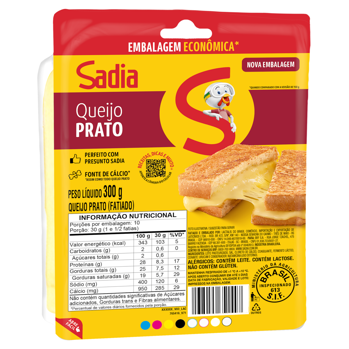 Queijo Prato Fatiado Sadia 300g Embalagem Econômica