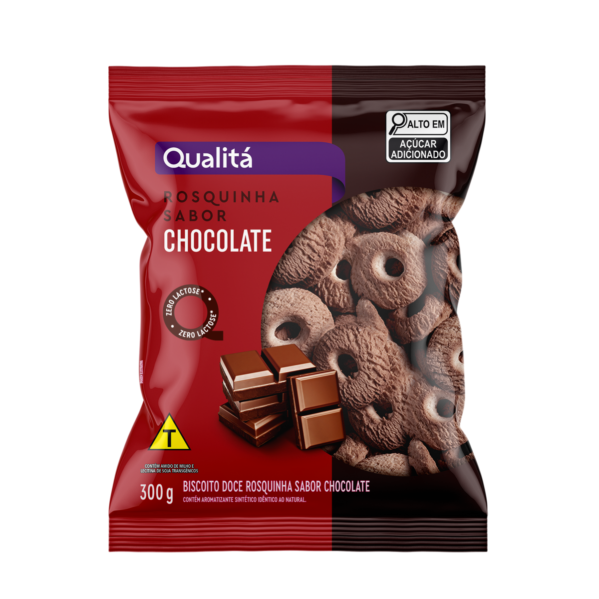 Biscoito Rosquinha Chocolate Zero Lactose Qualitá Pacote 300G