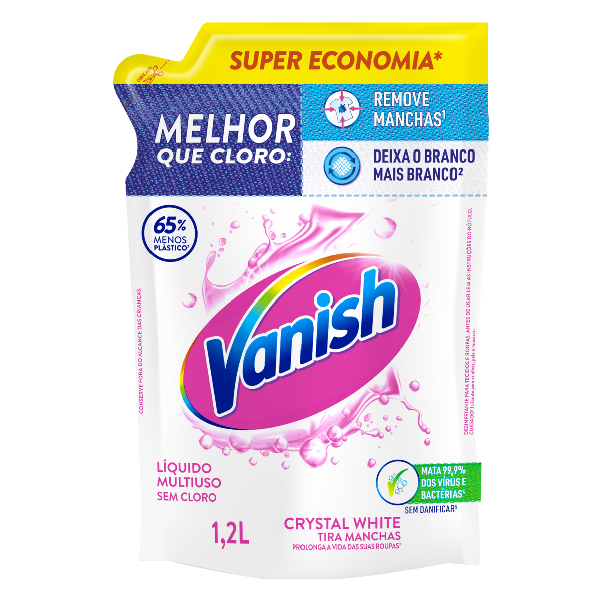 Tira-Manchas Gel Multiuso Vanish Crystal White Sachê 1,2l
